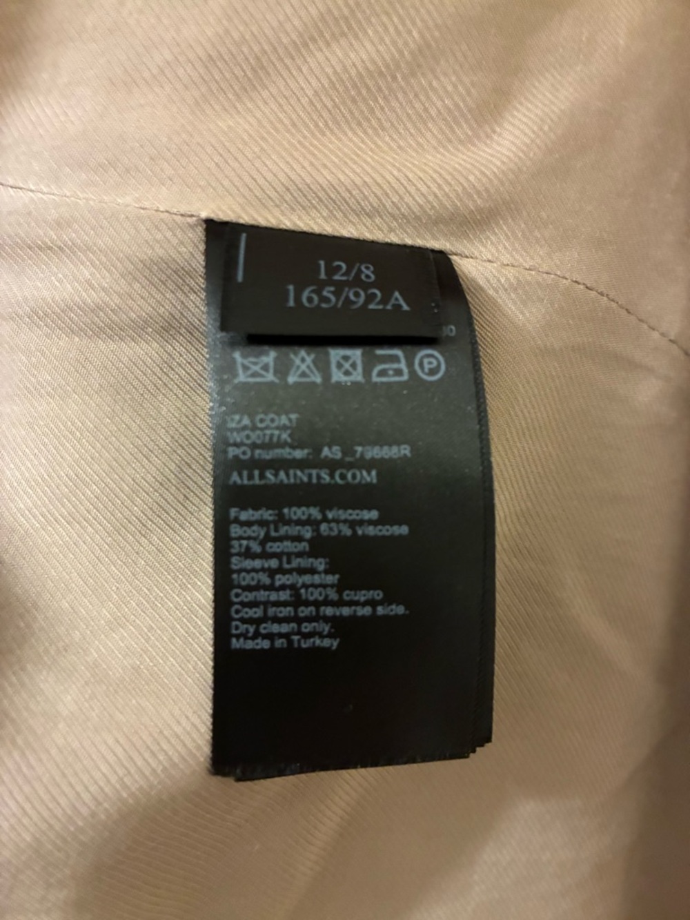 NWT AllSaints Iza Light Sand Drape Front Trench Coat - Women's Size 8 - Picture 11 of 13